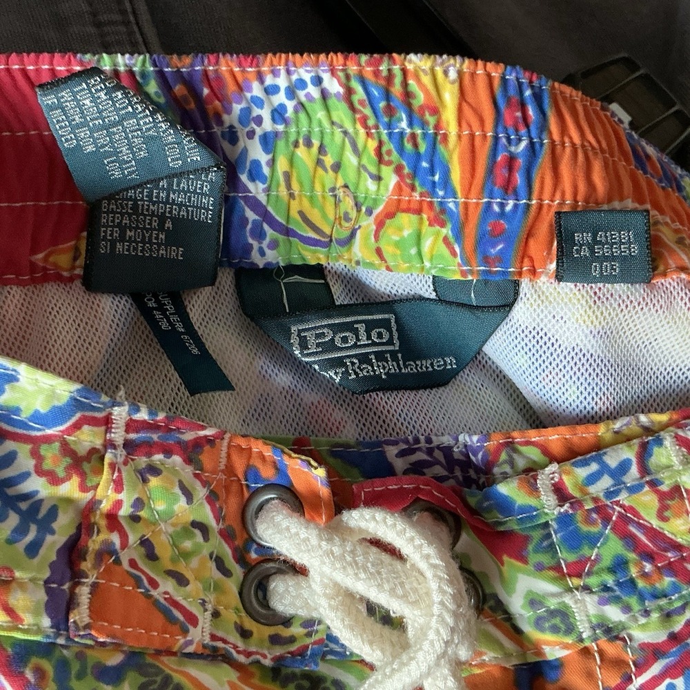Polo Ralph Lauren Paisley New No Tag Swim Trucks Shorts M Vibrant Hawaiian - Picture 4 of 6